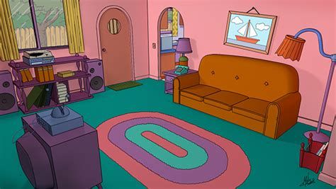 The Simpsons Living Room, Sofa Core, Simpsons Living Room, Simpsons House, Cartoon Houses, Springfield Simpsons, Simpsons Party, Simpson Tv, House Outline