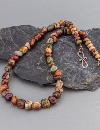 Shop Jasper Necklaces! Chunky Stone Necklace For Men, Multi Color Jasper Natural Stones, Men\'s Bead Necklace | Natural genuine Gemstone necklaces. Buy handcrafted artisan men\'s jewelry, gifts for men.  Unique handmade mens fashion accessories. #jewelry #beadednecklaces #beadedjewelry #shopping #gift #handmadejewelry #necklaces #affiliate #ad Stone Necklace For Men, Men's Necklace Gold, Chunky Stone Necklace, Mens Accessories Necklace, Mens Accessories Vintage, Mens Accessories Bracelet, Necklaces Chunky, Mens Leather Necklace, Mens Beaded Necklaces