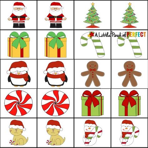 Christmas Printable Memory Game-Fun for kids to play as they increase concentration, visual and cognitive skills (preschool, Kindergarten, First Grade, December) Printable Memory Game, Free Christmas Printable, Increase Concentration, Memory Games For Kids, Christmas Activities For Kids, Christmas School, Preschool Christmas, Memory Game, Christmas Party Games