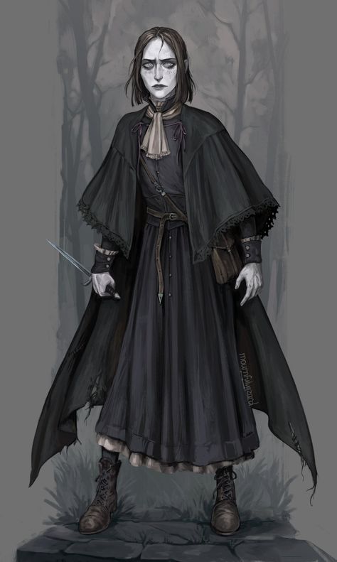 Telekinesis Character Design, Edgy Dnd Character, Undertaker Character Design, Strahd Dnd Art, Dark Priestess Character Design, Necromancer Fashion, Larp Necromancer, Necromancer Pose, Young Witch Character Design