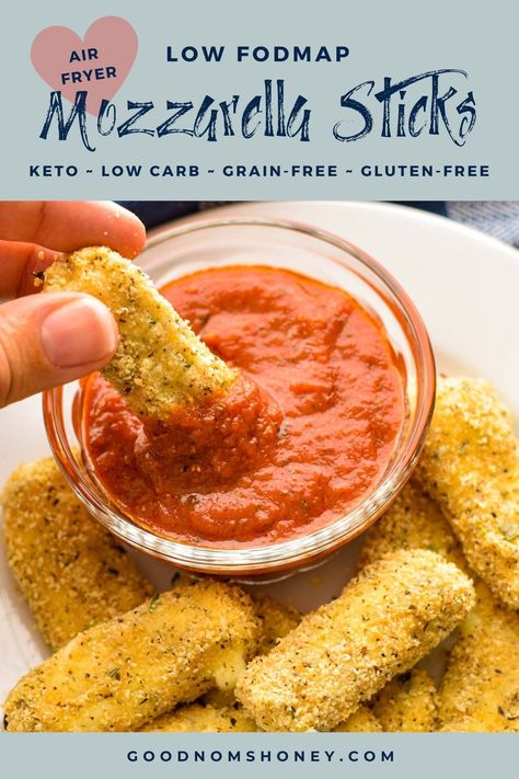 Low Fodmap Air Fryer, Low Fodmap Keto, Fodmap Appetizers, Air Fryer Mozzarella Sticks, Recipes Low Fodmap, Air Fryer Mozzarella, Low Fodmap Appetizers, Low Fodmap Recipes Dinner, Fodmap Meal Plan