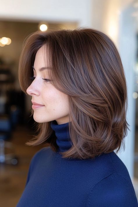 Layer Lob Haircut, Hair Color Ideas For Short Hair, Long Bob Thick Hair, Shoulder Length Haircut With Layers, Long Layered Bob Hairstyles, Layered Bob Haircut, Haircuts 2025, Shoulder Haircut, Sleek Short Hair