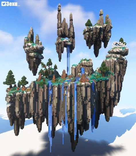 Terrain Minecraft, Skyblock Minecraft, Epic Minecraft Houses, Minecraft Floating, Minecraft Epic Builds, Minecraft Terraforming, Minecraft Terrain, Water Collector, Minecraft Statues