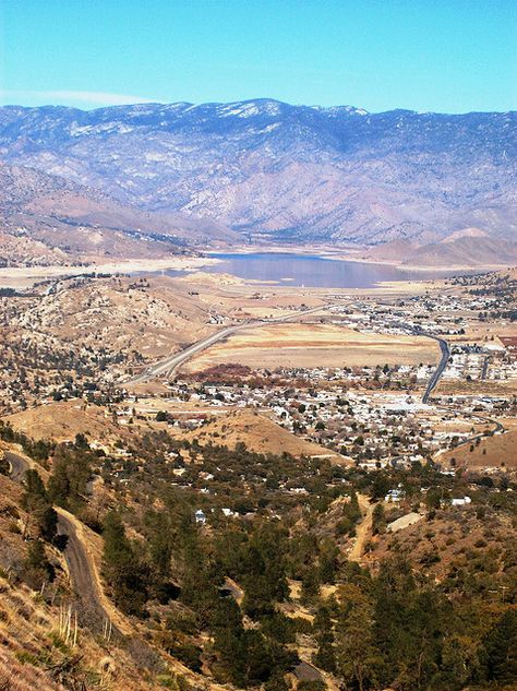 Looking down on Lake Isabella, Kern County, California by mlhradio Kern County California, Kern County, Mountain Pass, The Mountain, California, Lake, Road