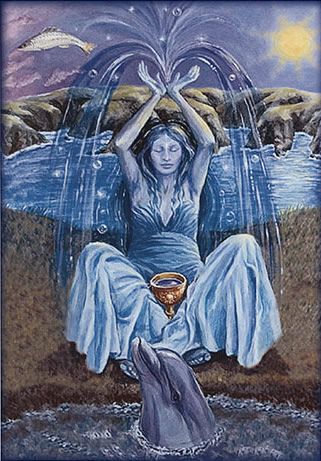 Domnu, Mother of Water card Divine Goddess, Sacred Feminine, Goddess Art, Witch Art, Spiritual Art, Gods And Goddesses, Green Man, Fantasy Art, Elf