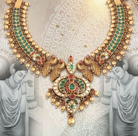 https://in.pinterest.com/krishnajewellersjubileehills/ Antique Haram, Inexpensive Jewelry, Antique Necklaces Design, Fancy Jewelry Necklace, Bridal Jewelry Vintage, Pearl Necklace Designs, Jewelry Set Design, Antique Bridal Jewelry, Gold Jewelry Stores