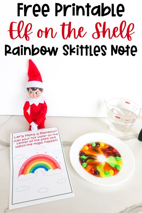 Elf On The Shelf Skittles Rainbow, Elf Skittles Rainbow Magic, Elf On The Shelf Ideas Skittles, Elf Experiment, Elf Skittles Rainbow, Elf On The Shelf Magic Trick, Elf Skittles, Note Gift Ideas, Elf On The Shelf Skittles