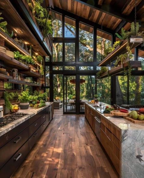 Nature Houses, Lots Of Plants, Casa Country, Dream Life House, Dream House Rooms, Dream House Interior, Design Your Dream House, Open Kitchen, Dream House Decor