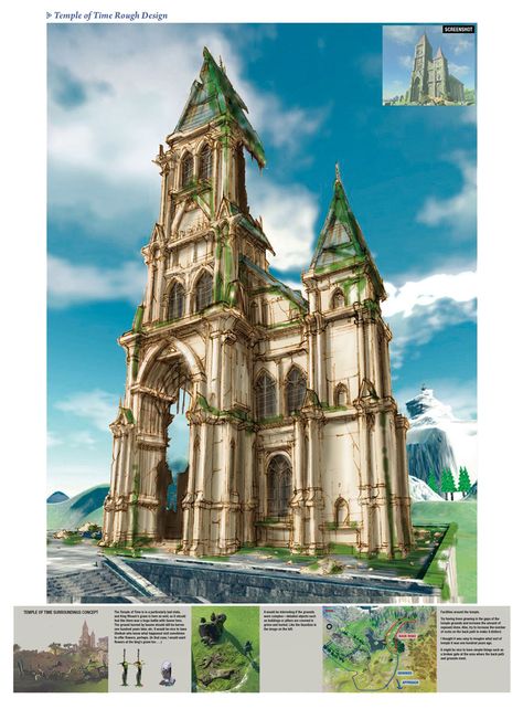 Temple of Time Art from The Legend of Zelda: Breath of the Wild #art #artwork #videogames #gameart #conceptart #illustration #legendofzelda #breathofthewild #thelegendofzelda #zelda Botw Concept Art, Megabase Ideas, Zelda Diorama, Zelda Concept Art, Zelda Map, Botw Art, Temple Of Time, Breath Of The Wild Art, Anime Locations