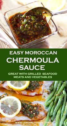 Vegetables With Sauce, Moroccan Sauce, Chermoula Sauce, Moroccan Recipes, Grilled Seafood, Seafood Appetizers, Eastern Cuisine, Moroccan Food, Think Food