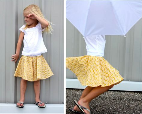 Easy Skirts To Sew, Girls Circle Skirt, Diy Circle Skirt, Circle Skirt Tutorial, Pola Rok, Twirly Skirt, Sewing Kids Clothes, Kids Sewing, Poodle Skirt