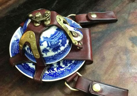 Tea cup holder Teacup Holster, Steampunk Coffee, Tea Cup Holder, Unique Tea Cups, Steampunk Animals, Steampunk Pirate, Ren Fair, Money Gifts, Steampunk Diy