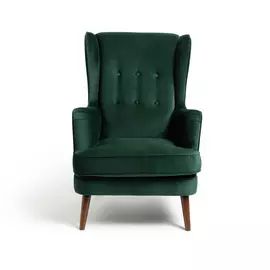 Armchairs | Accent Chairs | Habitat Accent Chairs Bedroom, Green Velvet Chair, Chairs Bedroom, Velvet Wingback Chair, Velvet Footstool, High Back Armchair, Snuggle Chairs, Comfy Armchair, Accent Chair Bedroom