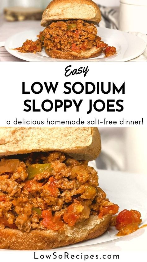 Gluten Free Sloppy Joe Recipe, Low Sodium Dinner Recipes, Low Salt Dinners, Dinner Recipes Mexican, Gluten Free Sloppy Joes, Healthy Sloppy Joe Recipe, Sodium Free Recipes, Easy Low Sodium Recipes, High Blood Pressure Diet Meals