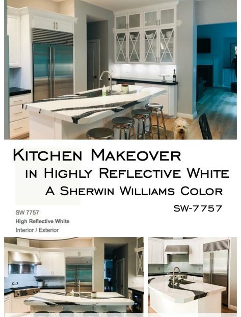 Evolution of Style - Refresh, Restyle and Reinvent your Home One Room at a Time High Reflective White Cabinets, Sherwin Williams Silver, High Reflective White, Sherwin Williams Silver Strand, Beautiful Backsplash, Painted Kitchen Cabinets, Sherwin Williams Paint, Sherwin Williams Colors, Glass Front Cabinets