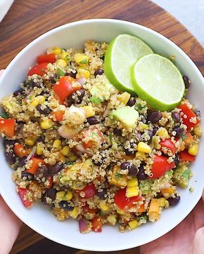 This spiced up Southwestern Quinoa Salad with roasted sweet potatoes, black beans and avocado makes for a quick and easy meal or flavorful side dish. #quinoasalad #southwesternrecipes #eatingbirdfood #roastedsweetpotatos Daniel Fast Avocado Recipes, Daniel Fast Quinoa Recipes, What To Eat With Quinoa, Daniel Fast Easy Recipes, Easy Daniel Fast Meals, Daniel Fast Salads, Daniel Fast Meal Ideas, Daniel Fast Recipes Dinner, Daniels Fast Recipes