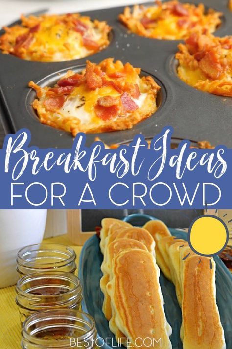 Simple Breakfast Menu, Crowd Breakfast, Brunch Ideas For A Crowd, Breakfast Potluck, Cheap Breakfast, Easy Breakfast Ideas, Large Breakfast, Breakfast For A Crowd, Breakfast Party