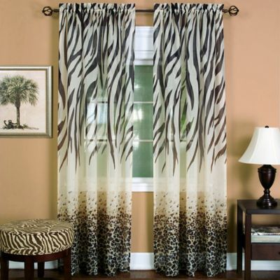 Achim   Kenya Animal Print Curtains, Contemporary Windows, Print Curtains, Linen Curtain Panels, Window Sheers, Sheer Curtain Panels, African Decor, Zebra Pattern, Rod Pocket Curtain Panels