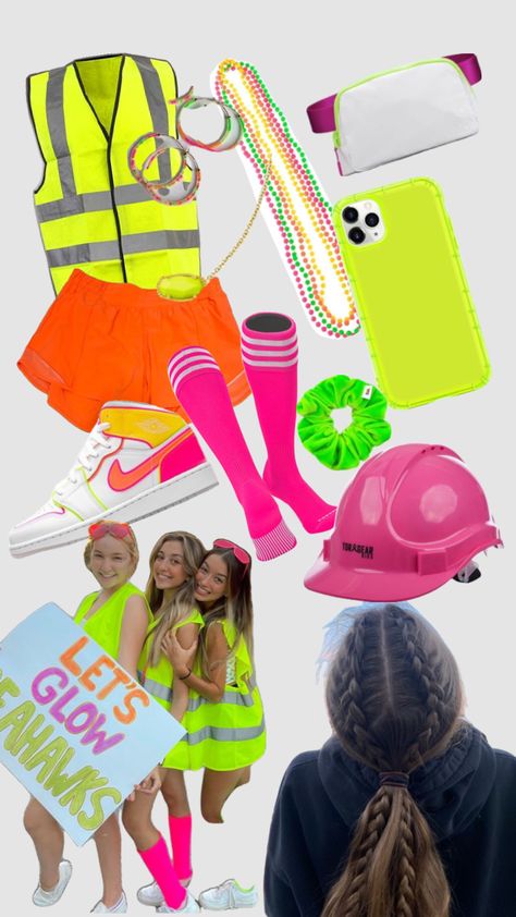 Neon football game Neon Football Theme, Neon Football Game, Neon Football, Football Game Outfit Highschool, Fb Games, Football Game Outfit, Football Themes, Neon Nights, Perfect Game