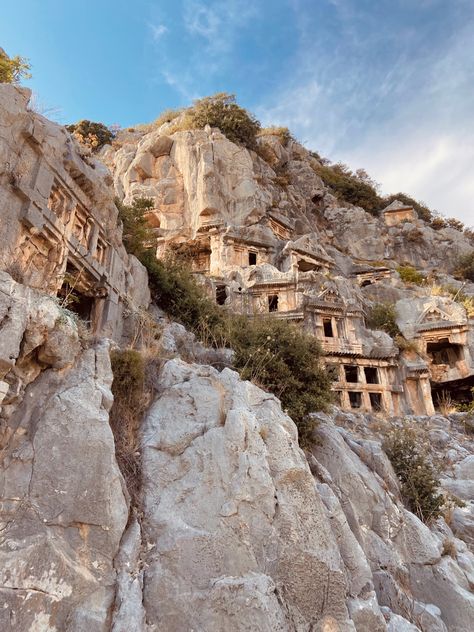 necropolis ancient city myra turkey greece history Aesthetic Landscapes, Greece History, Ancient City, Ancient Cities, Greece, History, Green