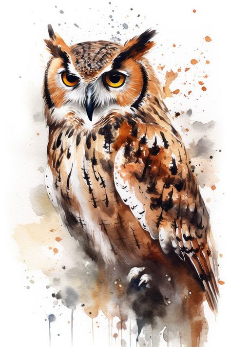 Owl Watercolor, Owl Illustration, Owls Drawing, Owl Painting, 수채화 그��림, Creative Artwork, Owl Art, Watercolor Bird, Watercolor Animals