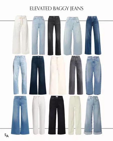 I'm rounding up my favorite elevated baggy jean styles for elevated looks and easy everyday outfits. Tap to shop! Easy Everyday Outfits, Jean Styles, Baggy Jeans Outfit, Graphic Shapes Design, Graphic Shapes, Shapes Design, Baggy Jean, Women Helping Women, Wide Leg Denim