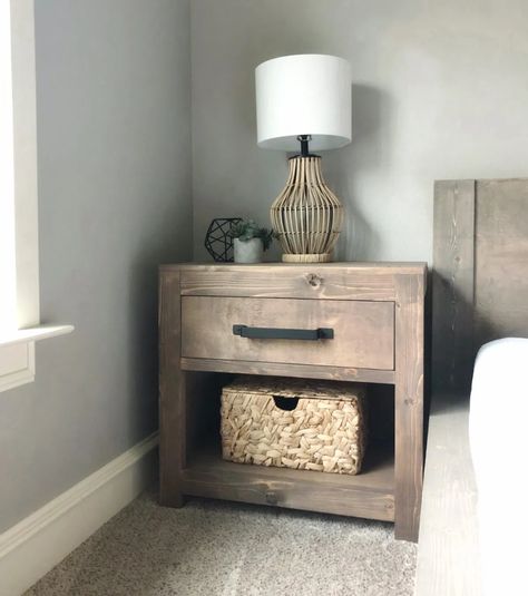 Modern Farmhouse Nightstand, Diy Modern Farmhouse, Nightstand Plans, Free Furniture Plans, Farmhouse Nightstand, Modern Farmhouse Diy, Wood Furniture Plans, Rustic Nightstand, Diy Nightstand