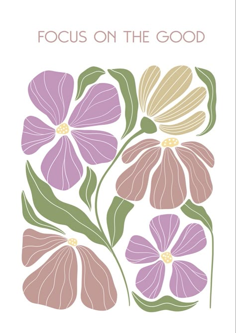 Motivational flower illustration Painting Patterns Canvas, Graphic Flower Design, Modern Flower Illustration, Flower Illustration Design, Floral Illustration Art, Patterns Illustration, Flower Print Pattern, Pastel Poster, Flower Graphic Design