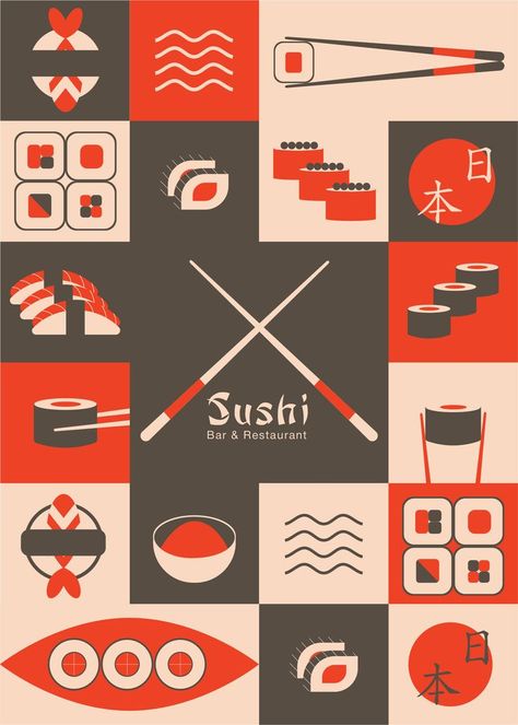 Geometric style package design for Asian food restaurant #logodesign #branddesign #packaging #geometricshape Asian Food Restaurant, Food Logo Ideas Creative, Restaurant Brand Design, Food Logo Ideas, Logo Ideas Creative, Sushi Logo, Book Illustration Layout, Sushi Design, Restaurant Poster