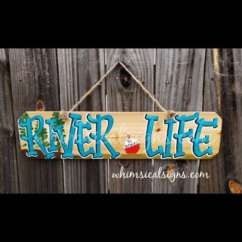 Small Lake Cabins, River Decor, River House Decor, River Time, Cabin Plan, River Cabin, Pool Signs, River Life, Barn Wood Signs