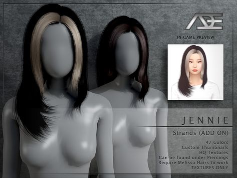 Sims 4 Hair Strands, Sims 4 Mid Length Hair, Sims 4 Jennie Hair, Sims 4 Side Bangs, Ts4 Messy Hair, Jennie Hair, Sims 4 Cc Hair Female The Sims Resource, The Sims Resource Hair, Sims 4 Straight Hair With Bangs