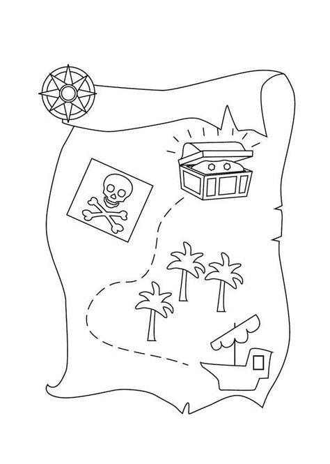 Treasure Map Coloring Page, Treasure Map Drawing, Map Coloring Pages, Treasure Maps For Kids, World Map Coloring Page, Palette Playground, Pirate Map, Pirate Coloring Pages, Pirate Activities