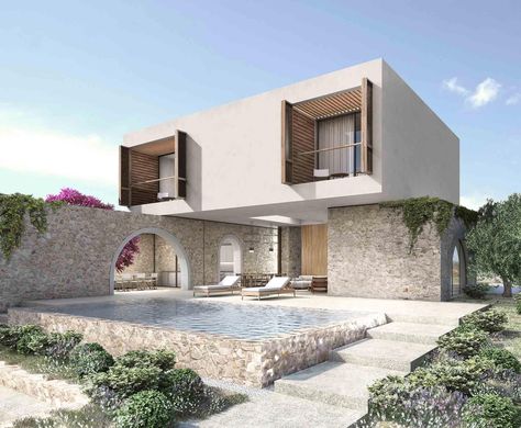 Studio Villa Design, Villa Designs, Villa Architecture, K Studio, Small Villa, Villa Design Architecture, Modern Villa Design, Casa Country, Stone Architecture