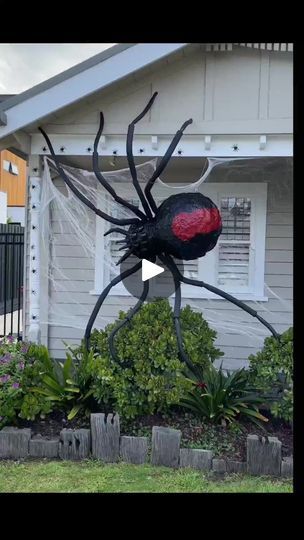 19K views · 546 reactions | The spookiest DIY Halloween project The next. Follow for more  #halloween2024 #halloweenseason #halloweenprops #halloweenshop #halloweengames... | By SmartHome Pro | I made this extremely
unnecessary giant spider for Halloween and went from making
cute DIYs a few years back to terrifying the neighbourhood
children. I started with this exercise ball from Kmart and I
stuck a balloon to the top with some duct tape and covered the
whole thing with cling rat. Then I coated the top half with
spray on foam and I sprayed the whole thing down with water and
waited 10 minutes and then with gloves I patted it down. This
is a really good technique for getting texture without needing
to wait for it to dry and then shave the foam. At this point
it has a really cool dough like Spider For Halloween, Recetas Halloween, It Painting, Egg Ornaments, Easter Egg Ornaments, Giant Spider, Diy Halloween Projects, Exercise Ball, Round Ornaments