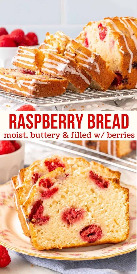 Raspberry Loaf Recipes, Raspberry Quick Bread, Apricot Bread, Raspberry Breakfast, Raspberry Bread, The Perfect Loaf, Cream Cheese Bread, Raspberry Recipes, Lemon Loaf