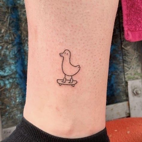 Silly Duck Tattoo, Silly Goose Tattoo, Ducky Tattoo, Goose Tattoo, Chicken Tattoo, Duck Tattoos, Basic Tattoos, Tattoos Inspo, Knife Tattoo