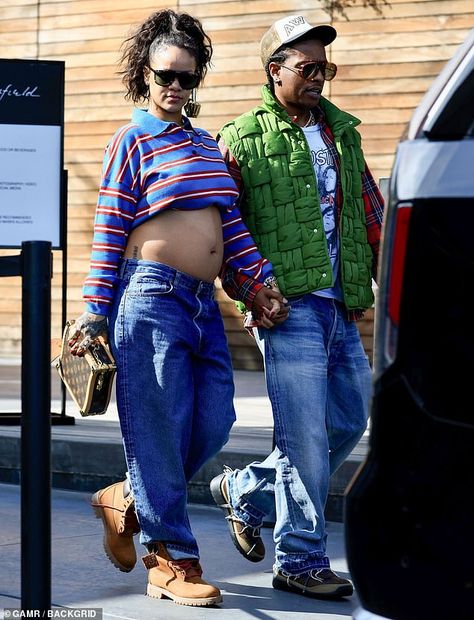 Rihanna And Asap Rocky, Rihanna And Asap, Asap Rocky Outfits, Asap Rocky Rihanna, Bestie Outfits, Rihanna Riri, Belly Shirts, Rihanna Style, Asap Rocky