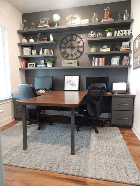 The Office: T-Shaped Desk T Shaped Desk, Brown Room, Mesa Home Office, Interior Kantor, Office Remodel, Diy Casa, Office Makeover, Small Home Office, Espresso Brown