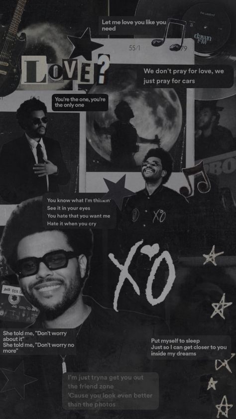 #theweeknd #xoxo #abeltesfaye #abel #abelweeknd #music #musicshuffle #black #white #gray #grey #theweekndaesthetic #wallpaper #love #theweekndlyrics #lyric #songlyric #star #stars The Weekend Wallpaper Aesthetic, The Weeknd Trilogy, The Weeknd Background, The Weeknd Wallpaper Iphone, Starboy The Weeknd, Album Cover Wallpaper Collage, Pray For Love, Wallpaper Love, Cute Lockscreens