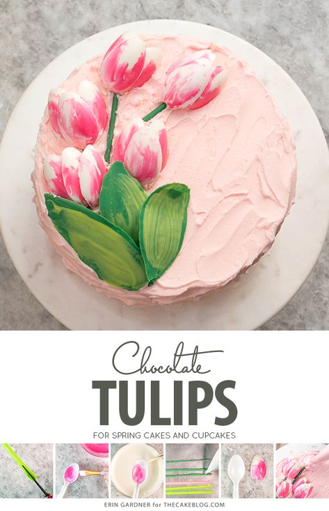 Chocolate Tulips, Tulip Cake, Decorações Com Comidas, Spring Cake, Creative Cake Decorating, Chocolate Flowers, Cake Blog, Cakes And Cupcakes, Easy Cake Decorating