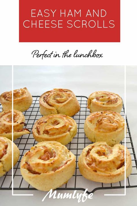 Lunchbox ideas: Ham and cheese scrolls recipe - Mumlyfe Cheese Scrolls, Recipe For Ham, Scrolls Recipe, Cheese Roll Recipe, Healthy Food Art, Chicken Tray Bake, Easy Ham, The Lunchbox, Healthy Lunches For Kids