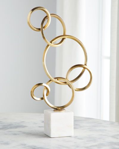 HCHG8 Jamie Young 6 Ring Sculpture Ring Sculpture, Gold Sculpture, Jamie Young, Gold Decor, Gymnast, Metal Sculpture, Luxury Home Decor, Decoration Table, Chic Decor