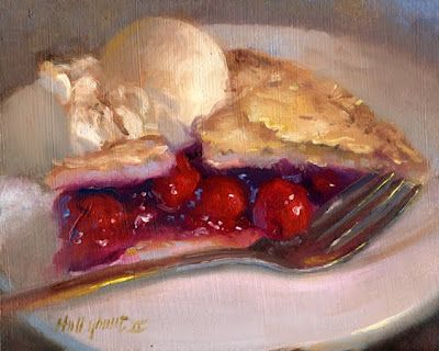 Pie A La Mode, Food Paintings, Food Art Painting, Food Still Life, Still Life Artists, Berry Pie, Painting Video, Food Drawings, Food Painting