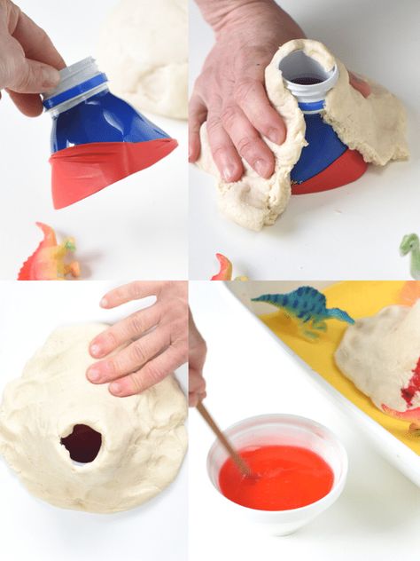 Salt Dough Volcano, Shaving Cream Activities For Kids, Kids Volcano Experiment, Shaving Cream Activities, Diy Volcano Projects, Homemade Volcano, Volcano For Kids, Volcano Science Projects, Volcano Projects