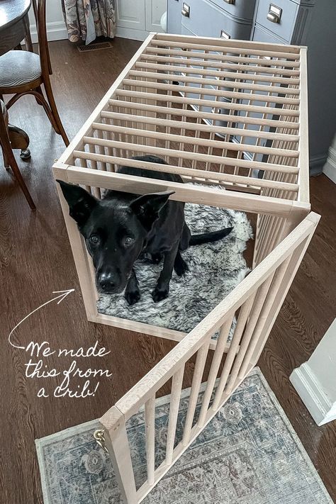 Wooden Dog Crate Plans, Dog Crate Plans, Upcycled Crib, Dog Crate Ideas, Ikea Dog, Indoor Dog Kennel, Diy Dog Crate, Wooden Dog Crate, Diy Dog Kennel