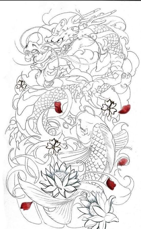 Koi fish to dragon. Will upload work done on myself soon Coi Fish And Dragon Tattoo, Koi Fish Tattoo Design Arm, Koi Fish To Dragon Tattoo, Snake And Koi Fish Tattoo, Koi Fish Into Dragon Tattoo, Koi Fish Dragon Tattoo Sleeve, Japanese Dragon And Koi Fish Tattoo, Coi Fish Sleeve, Coi Fish Tattoo Sleeve Japanese Koi