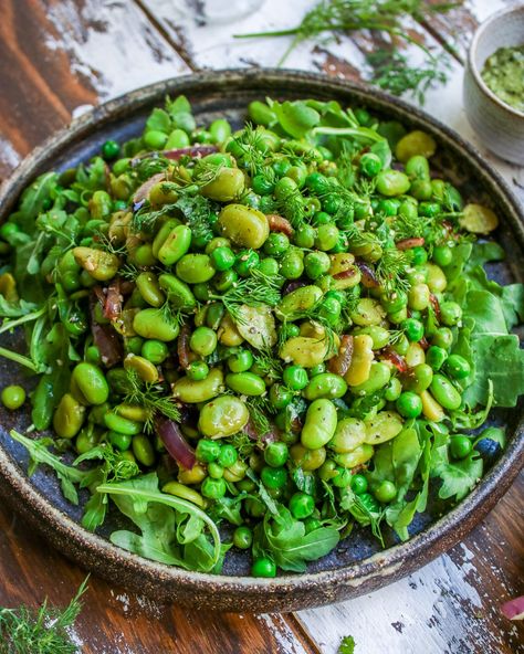 Bean Salads, Green Bean Salads, Broad Bean, Vegan Inspiration, Baby Potatoes, Bean Salad, Green Bean, Edamame, Peas