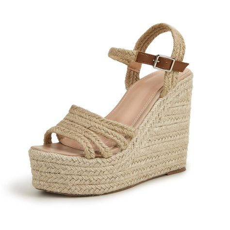 PRICES MAY VARY. Theme: Womens Espadrille wedges wedge, adjustable buckle strap, jute rope, open toe, soft padded insole, cool, breathable, fitness, fashionable, simple and casual sandals. Comfortable and Fit: The summer leisure wedge sandals are made of faux leather and woven from linen straw, skin-friendly, comfortable and tight feet. Adjustable buckle design fits your foot perfectly without loosening. You can stand comfortably for a long time. Summer fashion style: The simple Espadrille Wedge High Heel Wedges Platform, Braided Sandals, Platform Wedge Heels, High Heel Wedges, Strap Wedge, Jute Rope, Strap Shoes, Platform Wedge Sandals, Platform Wedge