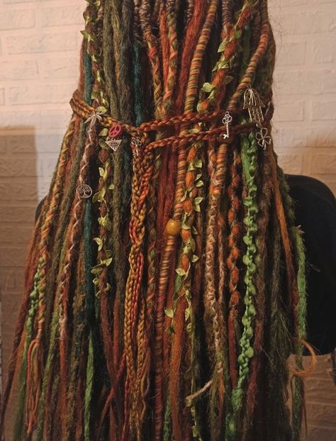 Fairy Dreads, Pretty Dreadlocks, Synthetic Dreads Hairstyles, Yarn Dreads, Hippie Dreads, Dread Hair Extensions, Ombre Dreadlocks, Boho Hair Wrap, Faux Dreads