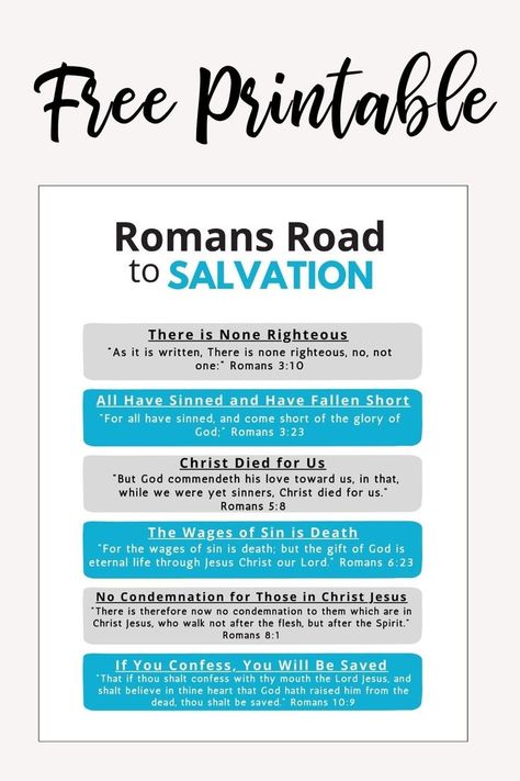 The Romans Road to Salvation Free Printable Abc's Of Salvation Printable, Romans Road To Salvation Kjv, Plan Of Salvation Printable Free, Romans Road To Salvation Printable, Plan Of Salvation Printable, Romans Road To Salvation, Abc Of Salvation, Roman Road To Salvation, Romans Road